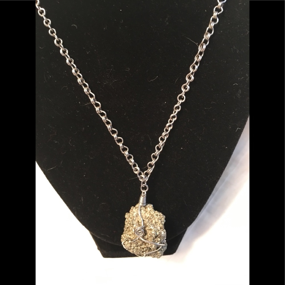 Raw pyrite pendant necklace